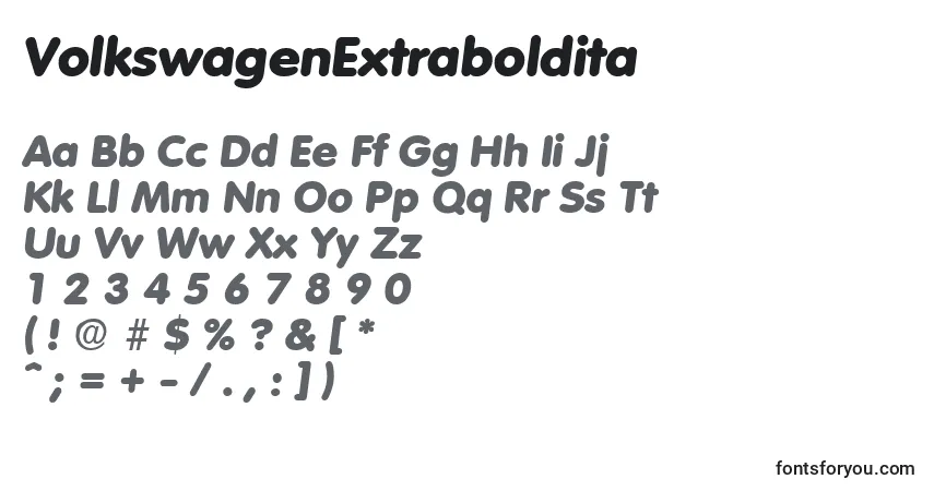 A fonte VolkswagenExtraboldita – alfabeto, números, caracteres especiais
