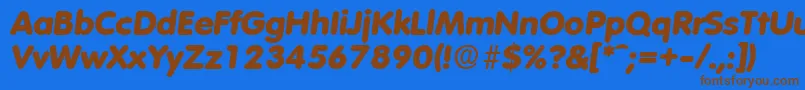 VolkswagenExtraboldita-fontti – ruskeat fontit sinisellä taustalla