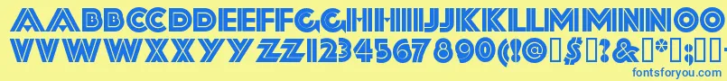 Шрифт Fortysecondstreethb – синие шрифты на жёлтом фоне