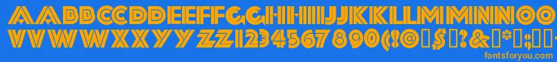 Fortysecondstreethb-Schriftart – Orangefarbene Schriften auf blauem Hintergrund