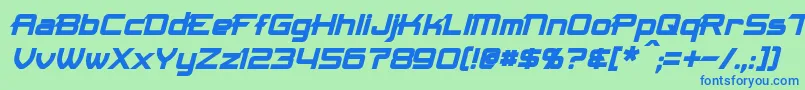 MaximizeBoldItalic-fontti – siniset fontit vihreällä taustalla