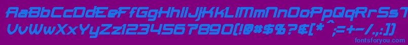 MaximizeBoldItalic-fontti – siniset fontit violetilla taustalla