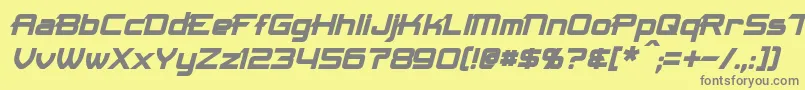 MaximizeBoldItalic-fontti – harmaat kirjasimet keltaisella taustalla