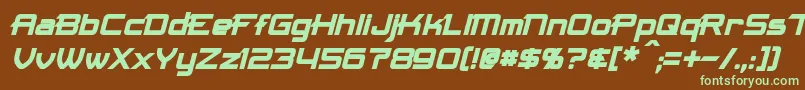 フォントMaximizeBoldItalic – 緑色の文字が茶色の背景にあります。