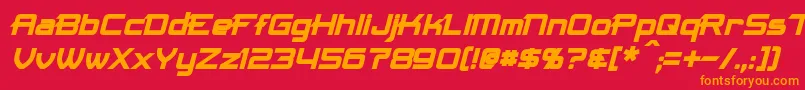 MaximizeBoldItalic-Schriftart – Orangefarbene Schriften auf rotem Hintergrund