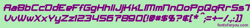 MaximizeBoldItalic-fontti – violetit fontit vihreällä taustalla