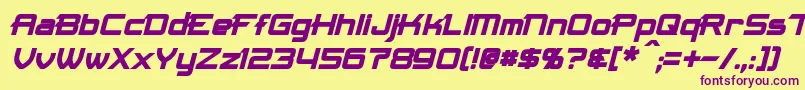 MaximizeBoldItalic-Schriftart – Violette Schriften auf gelbem Hintergrund