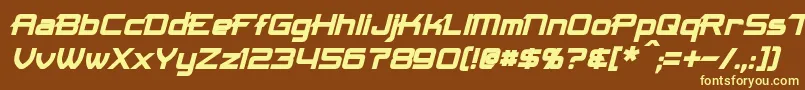 MaximizeBoldItalic-fontti – keltaiset fontit ruskealla taustalla
