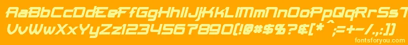 Fonte MaximizeBoldItalic – fontes amarelas em um fundo laranja