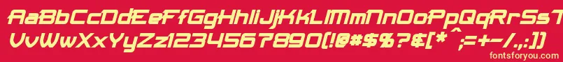 MaximizeBoldItalic-fontti – keltaiset fontit punaisella taustalla