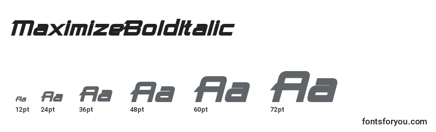 Размеры шрифта MaximizeBoldItalic