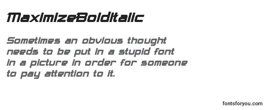 Review of the MaximizeBoldItalic Font