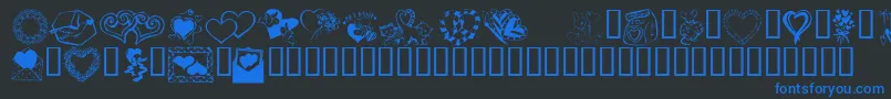 KrKatsGotANewValentine-Schriftart – Blaue Schriften auf schwarzem Hintergrund