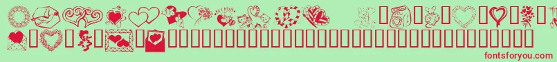 フォントKrKatsGotANewValentine – 赤い文字の緑の背景