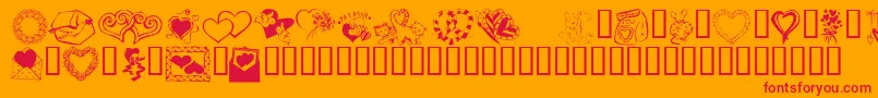 KrKatsGotANewValentine-Schriftart – Rote Schriften auf orangefarbenem Hintergrund