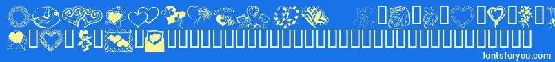 KrKatsGotANewValentine Font – Yellow Fonts on Blue Background