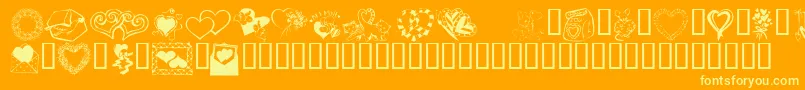 Czcionka KrKatsGotANewValentine – żółte czcionki na pomarańczowym tle