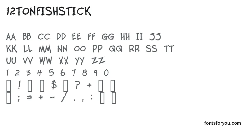 Czcionka 12tonfishstick – alfabet, cyfry, specjalne znaki