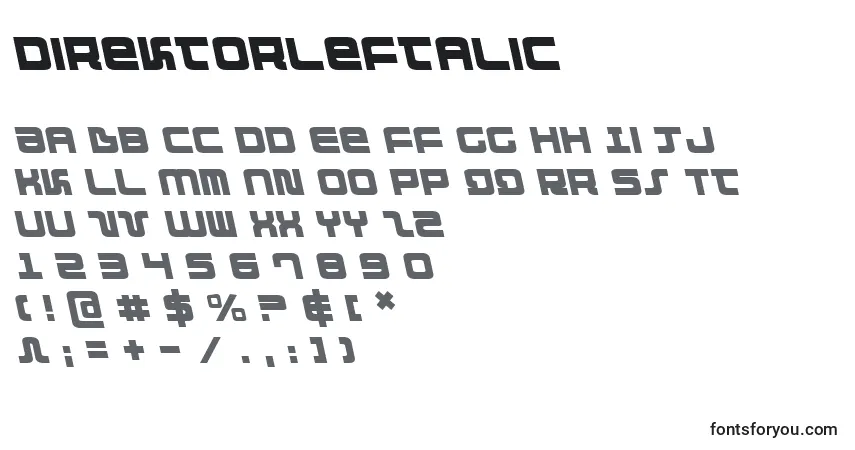 DirektorLeftalic-fontti – aakkoset, numerot, erikoismerkit