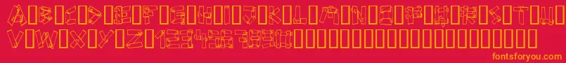 Planks-Schriftart – Orangefarbene Schriften auf rotem Hintergrund