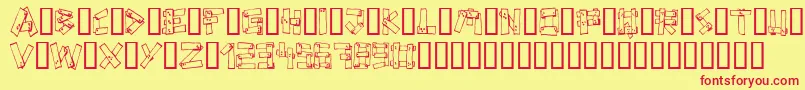 Planks Font – Red Fonts on Yellow Background