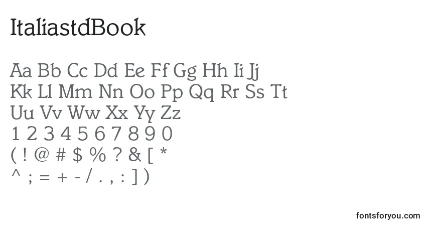 Czcionka ItaliastdBook – alfabet, cyfry, specjalne znaki