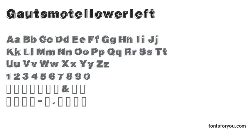 Шрифт Gautsmotellowerleft – алфавит, цифры, специальные символы