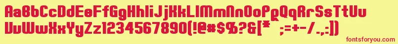 ErteBold-Schriftart – Rote Schriften auf gelbem Hintergrund