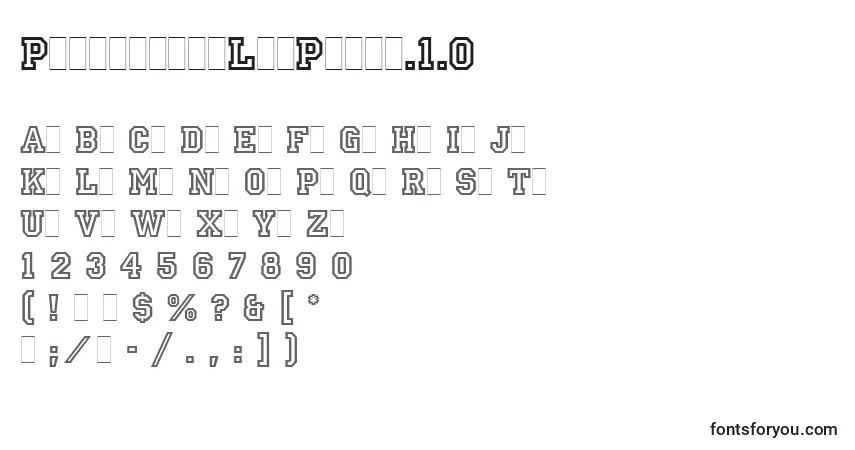 Czcionka PrincetownLetPlain.1.0 – alfabet, cyfry, specjalne znaki