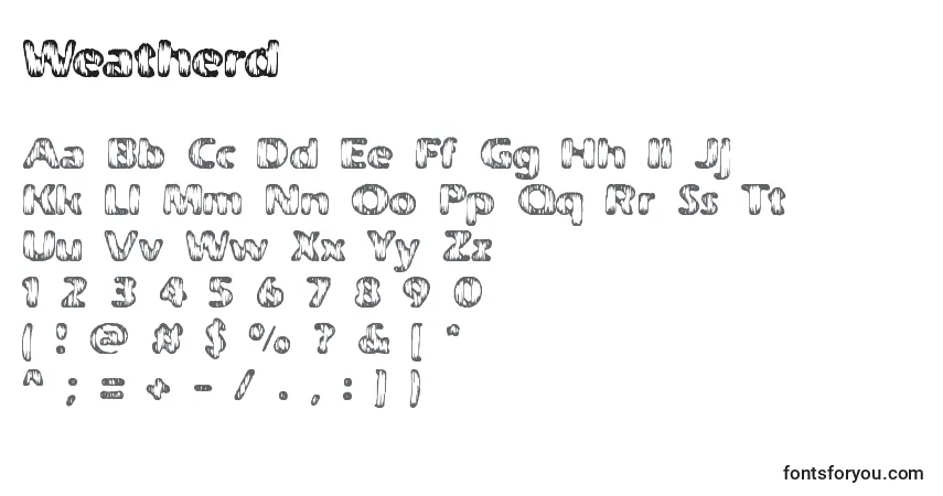 Czcionka Weatherd – alfabet, cyfry, specjalne znaki