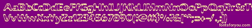 Weatherd-Schriftart – Gelbe Schriften auf violettem Hintergrund