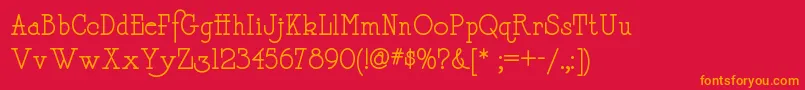 フォントDaffadowndillynf – 赤い背景にオレンジの文字