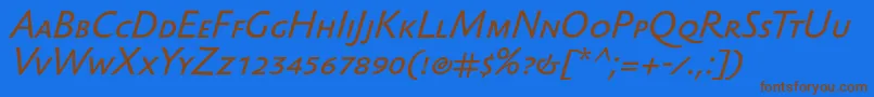 SebastiantextscItalic-fontti – ruskeat fontit sinisellä taustalla