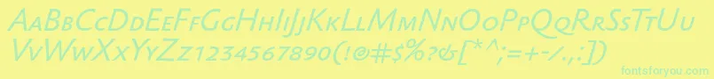 Police SebastiantextscItalic – polices vertes sur fond jaune