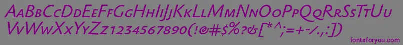 Шрифт SebastiantextscItalic – фиолетовые шрифты на сером фоне