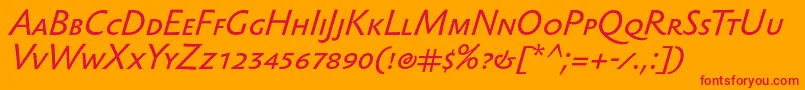 フォントSebastiantextscItalic – オレンジの背景に赤い文字