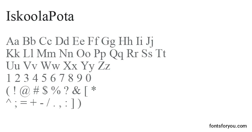 A fonte IskoolaPota – alfabeto, números, caracteres especiais