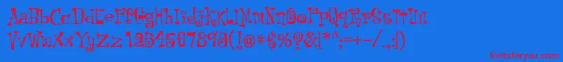 KotLeopold-Schriftart – Rote Schriften auf blauem Hintergrund