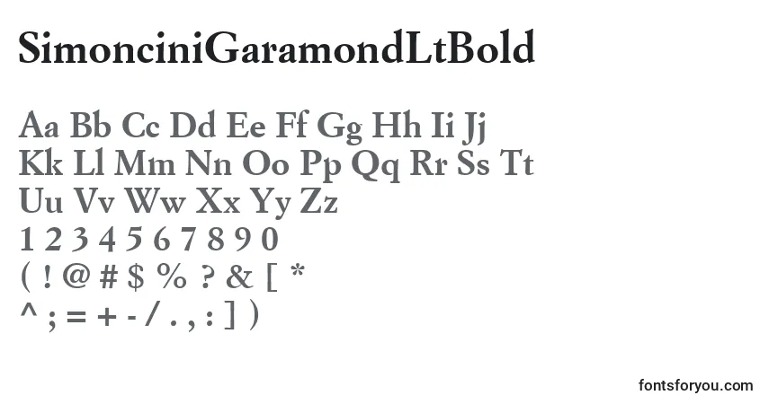 A fonte SimonciniGaramondLtBold – alfabeto, números, caracteres especiais