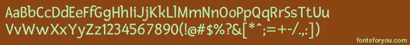 Czcionka FrescaRegular – zielone czcionki na brązowym tle