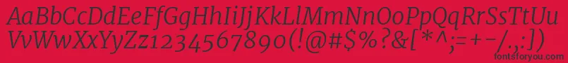 Fonte MerriweatherLightitalic – fontes pretas em um fundo vermelho
