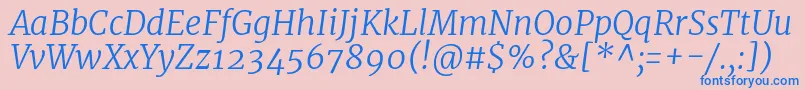 Шрифт MerriweatherLightitalic – синие шрифты на розовом фоне