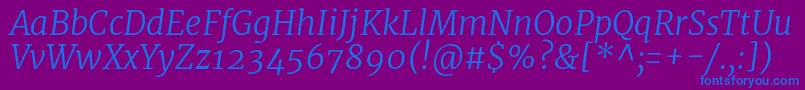 MerriweatherLightitalic Font – Blue Fonts on Purple Background