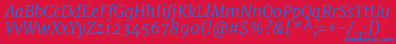 MerriweatherLightitalic-Schriftart – Blaue Schriften auf rotem Hintergrund