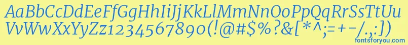 MerriweatherLightitalic Font – Blue Fonts on Yellow Background