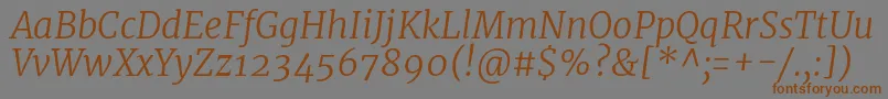 Czcionka MerriweatherLightitalic – brązowe czcionki na szarym tle