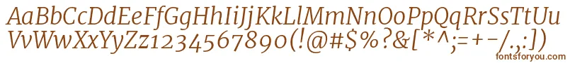 MerriweatherLightitalic Font – Brown Fonts on White Background