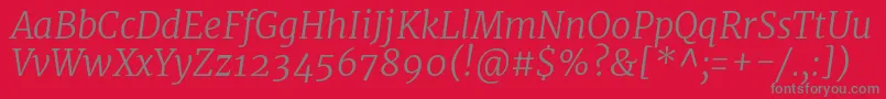 MerriweatherLightitalic Font – Gray Fonts on Red Background