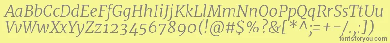 MerriweatherLightitalic Font – Gray Fonts on Yellow Background