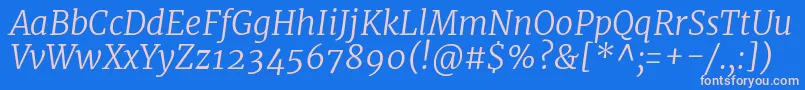 MerriweatherLightitalic Font – Pink Fonts on Blue Background
